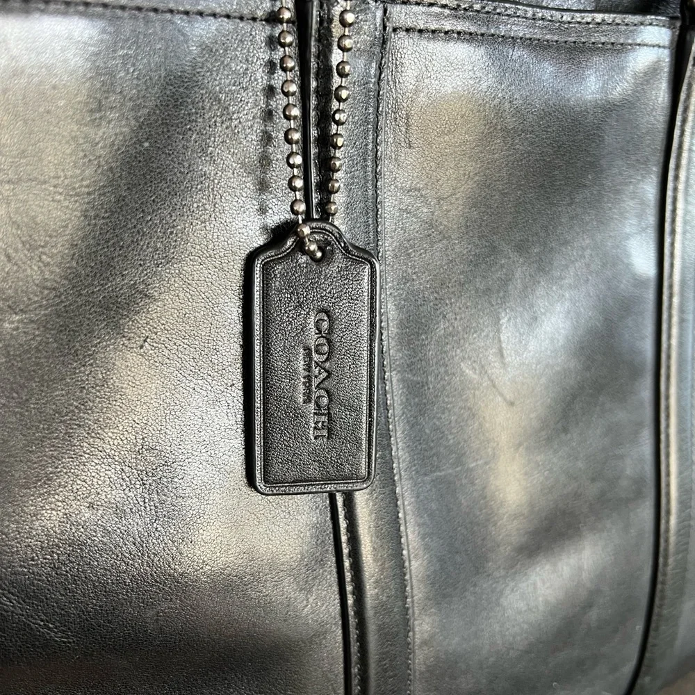 Coach Black Leather Briefcase/Computer Bag - Metropolitan model